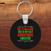 Funny Due To Inflation Ugly Christmas Sweaters Fam Sleutelhanger (Voorkant)