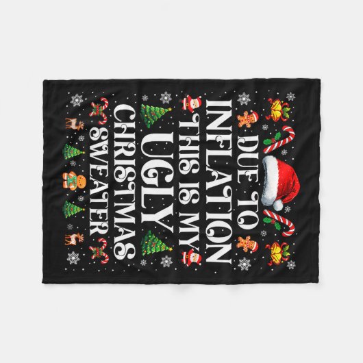 Funny Due To Inflation Ugly Christmas Sweaters For Fleece Deken (Voorkant (Horizontaal))