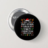Funny Due To Inflation Ugly Christmas Sweaters For Ronde Button 5,7 Cm (Voorkant /achterkant)