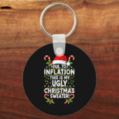 Funny Due To Inflation Ugly Christmas Sweaters For Sleutelhanger (Voorkant)