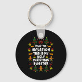 Funny Due To Inflation Ugly Christmas Sweaters For Sleutelhanger (Voorkant)