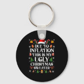 Funny Due To Inflation Ugly Christmas Sweaters For Sleutelhanger (Voorkant)