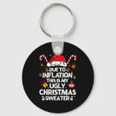 Funny Due To Inflation Ugly Christmas Sweaters For Sleutelhanger (Voorkant)