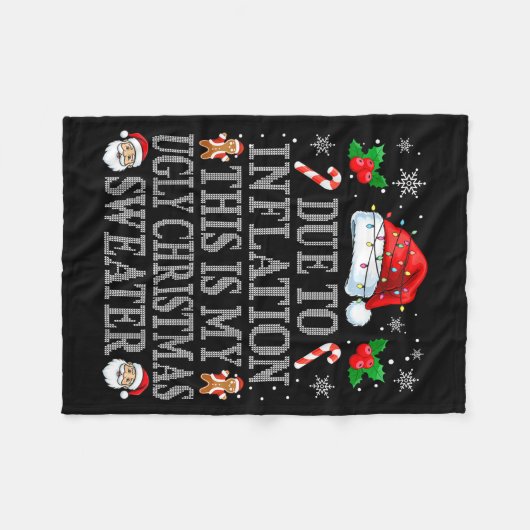Funny Due To Inflation Ugly Christmas Sweaters Men Fleece Deken (Voorkant (Horizontaal))