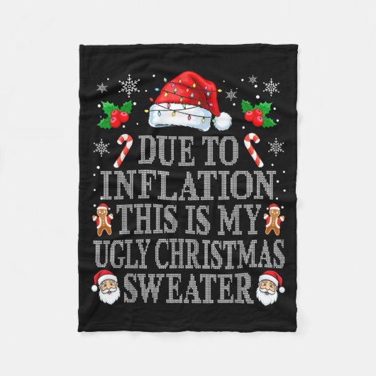 Funny Due To Inflation Ugly Christmas Sweaters Men Fleece Deken (Voorkant)