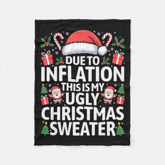 Funny Due To Inflation Ugly Christmas Sweaters Men Fleece Deken (Voorkant)