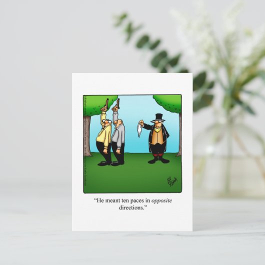 Funny "Dueling Humor" Briefkaart (Staand voorkant)