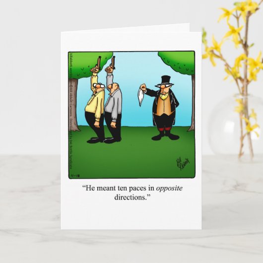 Funny Dueling Humor Wenskaart Kaart (Gele Bloem)