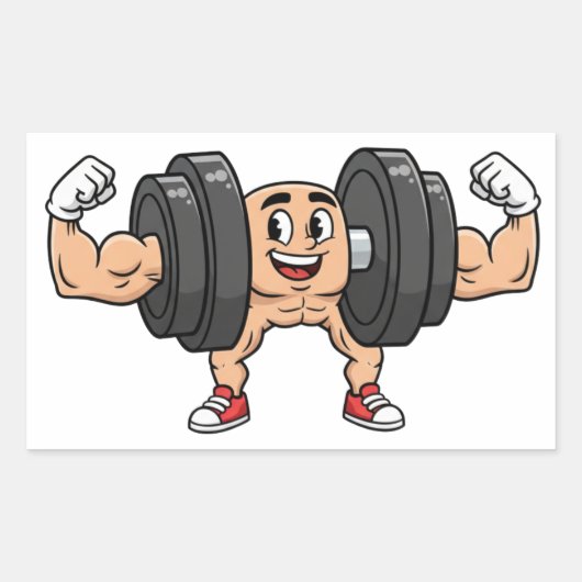 Funny Dumbbell Cartoon Flexing Sticker (Voorkant)