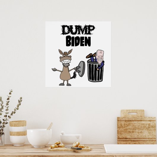 Funny Dump Biden Politieke Cartoon Poster (Keuken)