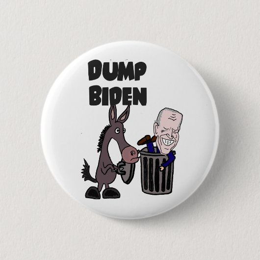 Funny Dump Joe Biden Cartoon Ronde Button 5,7 Cm (Voorkant)