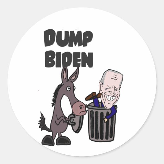 Funny Dump Joe Biden Cartoon Ronde Sticker (Voorkant)