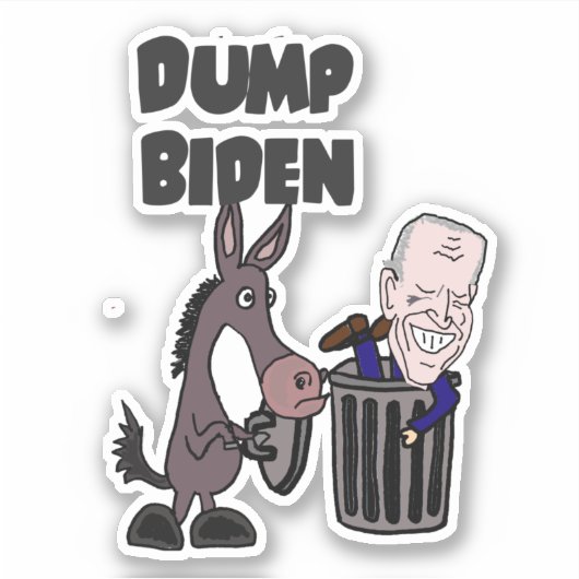 Funny Dump Joe Biden Cartoon Sticker (Voorkant)