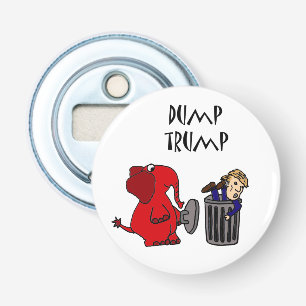 Funny Dump Trump Politieke Cartoon Button Flesopener