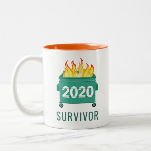 Funny Dumpster Fire 2020 gepersonaliseerd Tweekleurige Koffiemok (Links)