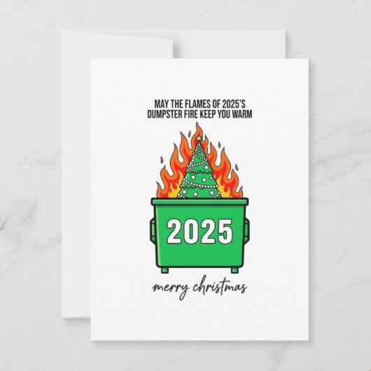 Funny Dumpster Fire 2025 Xmas Greeting Card Feestdagenkaart (Voorkant)