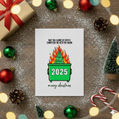 Funny Dumpster Fire 2025 Xmas Greeting Card Feestdagenkaart