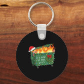 Funny Dumpster Fire It's Fine I'm Fine 2025 Christ Sleutelhanger (Voorkant)