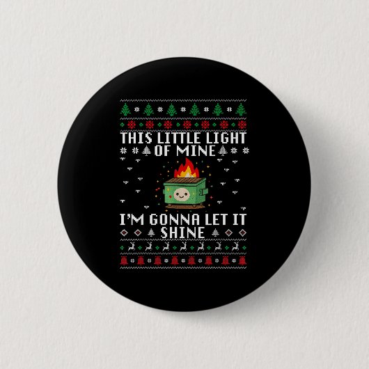 Funny Dumpster Fire Ugly Christmas Sweaters For Me Ronde Button 5,7 Cm (Voorkant)