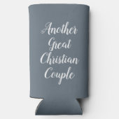 Funny Dusty Blue and White Wedding Seltzer Blikjeskoeler (Achterkant)