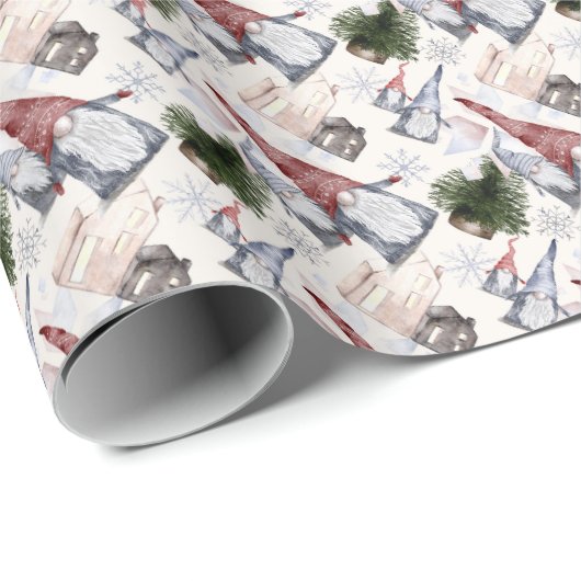 Funny Dwarves, Cabines, kerstbomen, Snowflakes Cadeaupapier (Rol Hoek)