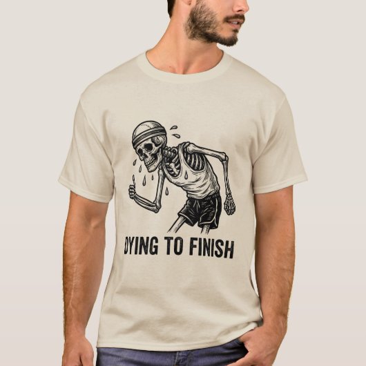 Funny Dying To Finish Skeleton Running T-shirt (Voorkant)