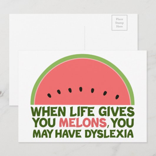 Funny Dyslexia Kaart (Voorkant / Achterkant)