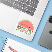 Funny Dyslexia Quote Dyslexic Humor Watermeloen Sticker (Laptop met iPhone)