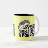 Funny dyslexia-teken tweekleurige koffiemok (Voorkant rechts)