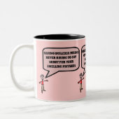 Funny dyslexic slogan tweekleurige koffiemok (Links)