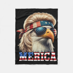 Funny Eagle Merica 4 juli Blonde pruik Mullet Funn Fleece Deken