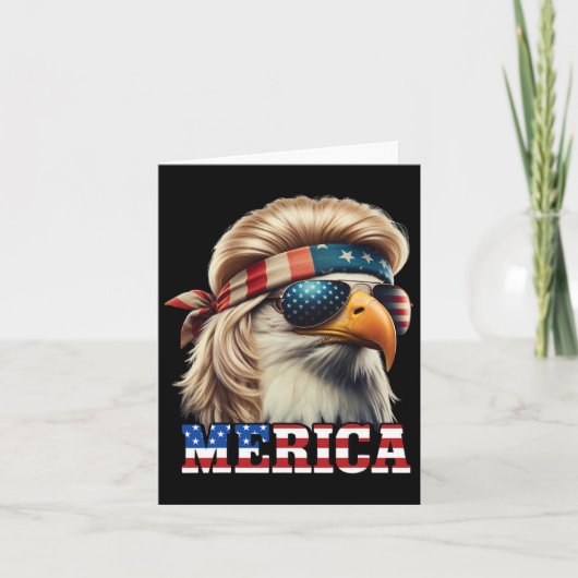 Funny Eagle Merica 4 juli Blonde pruik Mullet Funn Kaart (Voorkant)