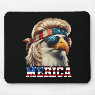 Funny Eagle Merica 4 juli Blonde pruik Mullet Funn Muismat