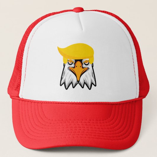 Funny Eagle met Trump Hair T-Shirt Trucker Pet (Voorkant)