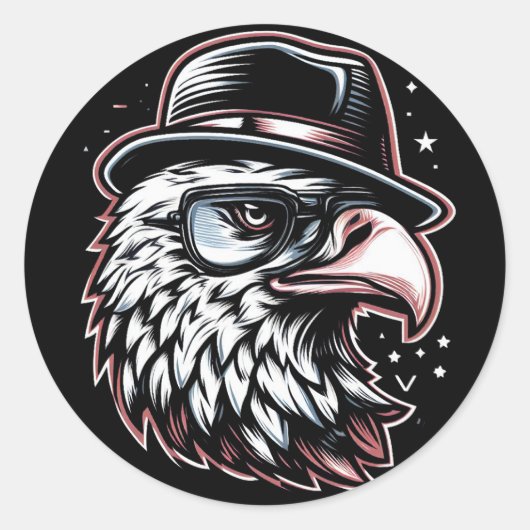 Funny Eagle Ronde Sticker (Voorkant)