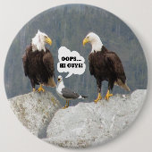 Funny Eagles and Seagull Round Pin-Back Button (Voorkant)