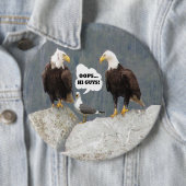 Funny Eagles and Seagull Round Pin-Back Button (In situ)