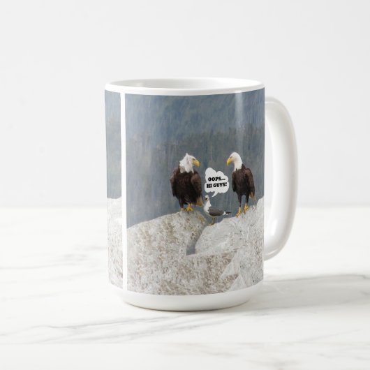Funny Eagles en Seagull Classic White Mok (Voorkant rechts)