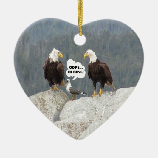 Funny Eagles en Seagull Keramisch Ornament (Voorkant)