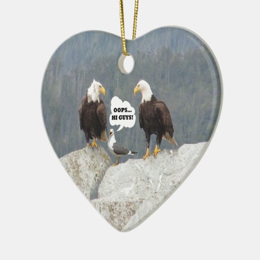 Funny Eagles en Seagull Keramisch Ornament (Links)