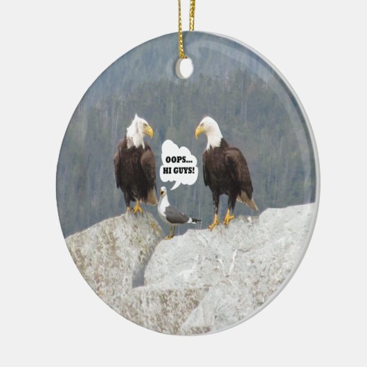 Funny Eagles en Seagull Keramisch Ornament (Links)