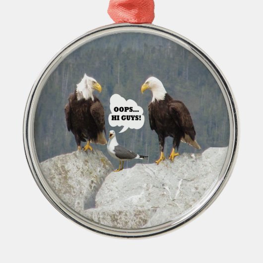 Funny Eagles en Seagull Metalen Ornament (Voorkant)