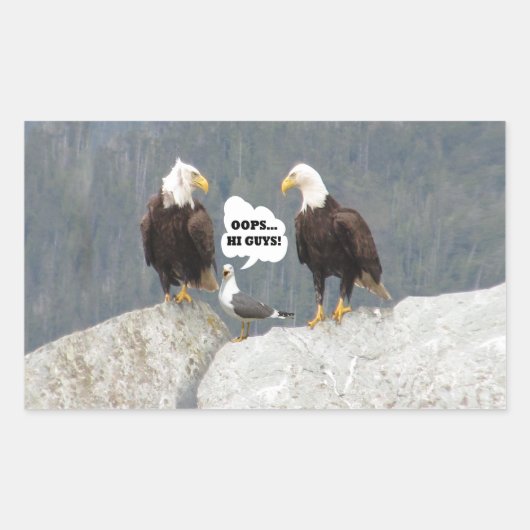 Funny Eagles en Seagull Rechthoekige Sticker (Voorkant)