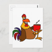 Funny Early Bird Rooster Drink koffie Briefkaart (Voorkant / Achterkant)