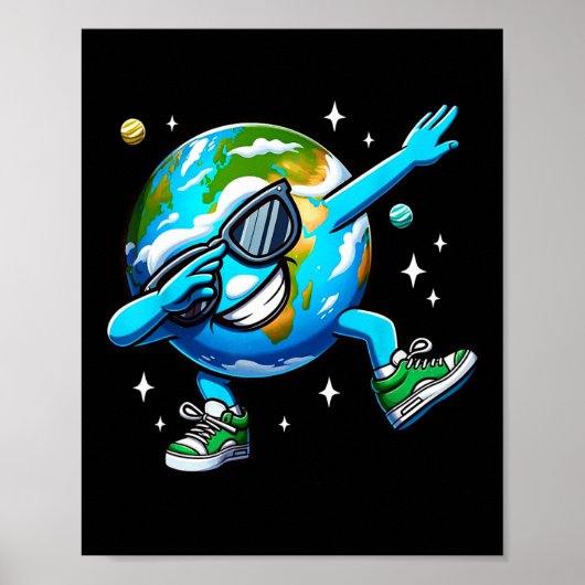 Funny Earth Dab - Earth Day Kinder Jongens Dabbing Poster (Voorkant)