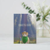 Funny Earth Day American Gothic Green Cat Briefkaart (Staand voorkant)