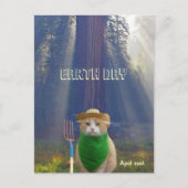 Funny Earth Day American Gothic Green Cat Briefkaart (Voorkant)