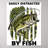 Funny Easily Distracted By Camo B Fish American Fl Poster (Voorkant)