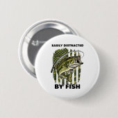 Funny Easily Distracted By Camo B Fish American Fl Ronde Button 5,7 Cm (Voorkant /achterkant)