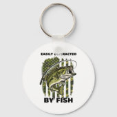 Funny Easily Distracted By Camo B Fish American Fl Sleutelhanger (Voorkant)